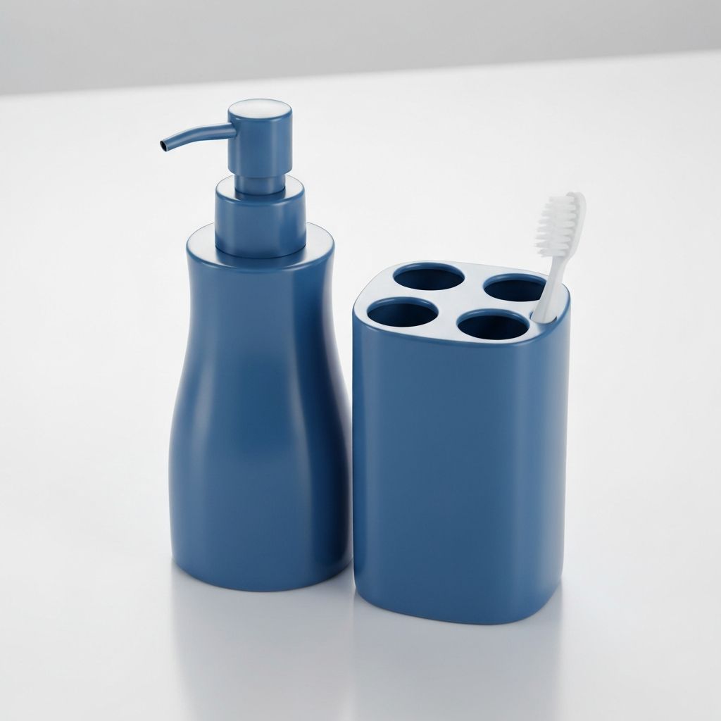 LaMarriti Blue Bathroom Accessory Set - Bathroom organizer storage solution - Check price on Amazon